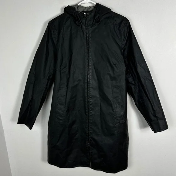 MO851 Canada Black Hooded Rain Jacket Womens Size 8 Style VCP9724 Full Zip Coat - Picture 16 of 16